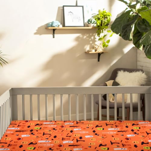 Image of JISEN Halloween Fitted Crib Sheets for Boys Girls 52x28 Inch Ghost