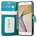 J&D Case Compatible for Samsung Galaxy J7 Prime SM-G610F Case, Wallet Stand Slim Fit Heavy Duty Protective Shock Resistant Flip Cover Wallet Case for Galaxy J7 Prime SM-G610F Wallet, Aqua