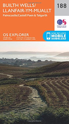 Builth Wells Llanfair ym Muallt Map Painscastle Castell Paen Talgarth Ordnance Survey OS Explorer Map 188 Wales Walks Hiking Maps Adventure Map Folded Map 16 Sept