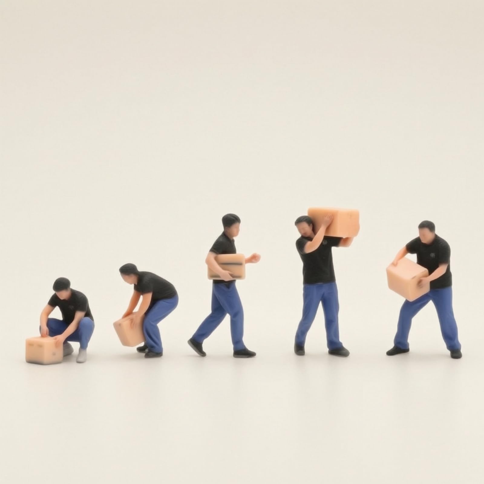Milageto Miniatura Repartidor Figuras Trabajador Escala 1/64 de Resina con Pintura Realista y Acciones de Carga para Ambientes de Envío Adecuado para Patios de