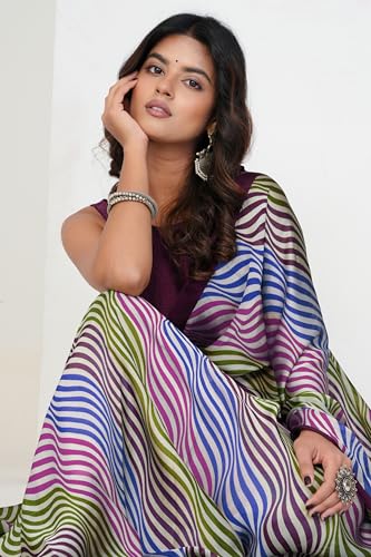 Image of MIRCHI FASHION Women Saree | Chiffon Chevron Zig Zag Printed Office Wear Sari with Blouse