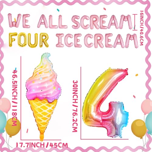 Ice Cream Party Decorations 4th Birthday Decoration Candyland Party Decorations for Summer Ice Cream Theme Girl 4th Birthday Party by Roaring Good Time - Image 2