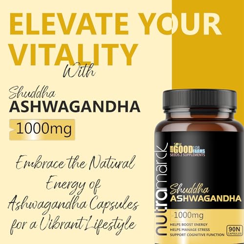 Image of Ashwagandha 1000mg Capsules | 100% Ayurvedic & Pure Extract For Stress Relief | Rejuvenates Mind & Body | Support Strength & Energy | Men & Women (90 Count (Pack of 1))