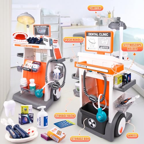 Dentist Play Set, Educational Dentist Kit for Kids, Doctor Kit for Toddlers 3-5 with Realistic Medical Tools, Pretend Play Toys for Boys & Girls - Image 6