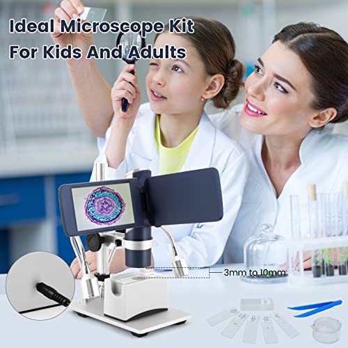 Andonstar Ad203S Hdmi Digital Microscope, Handheld Portable Microscope With Metal Stand, 4-Inch Usb Electronic Microscope, Camera&Video，Prepared Slides Kit, Pc Support, 32Gb(Hdmi-Dark Blue W/Stand) #TOP5