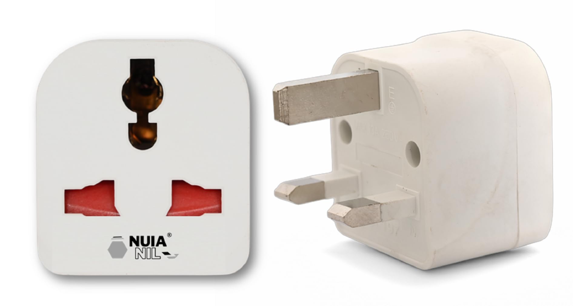 Nuianil Type G Universal Travel Adapter - UK to India, UAE, Hong Kong, Dubai & More - 2-in-1 - Surge Protection, Compact & Durable - White Color-image-40