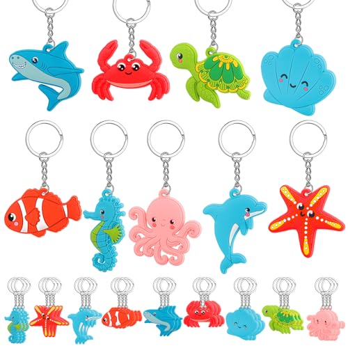 Yinkin 36 Pcs Summer Keychains Beach Tropical Party Sea Animal Style
