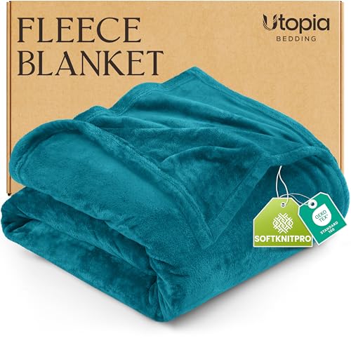 Utopia Bedding Fleece Double Blanket, Soft, Cosy 300 GSM Fluffy Blankets For Sofas, Bed, Couches [Turquoise, 200x150 cm]
