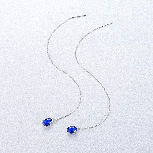 Pendientes de Plata 925 largos con topacio azul ovalado para mujer 3