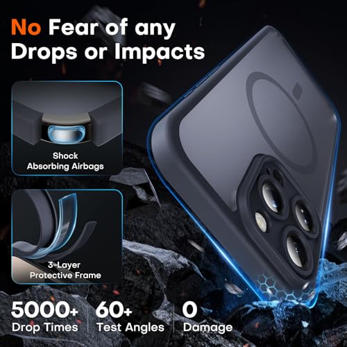 Image of TOCOL for iPhone 16 Pro Max Case, Compatible with Magsafe, Full Camera Protection, Drop Protection, Magnetic Translucent Matte Back Bumper Phone Case for 16 Pro Max 6.9-Inch (Black)