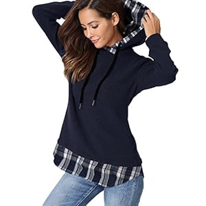 Pulli Damen Hoodies Damen Pullover Kapuzenpullover Sweatshirt Pulli Zweifarbige Longsleeve Tops Doppelte Kapuzenpulli Casual