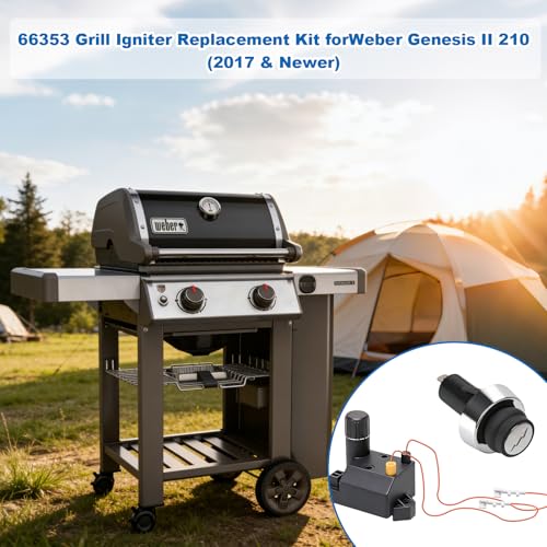 Image of SafBbcue 66353 Grill Igniter Kit, 2-Outlet BBQ Push Button Ignition Replacement for Weber Genesis II 210 E-210 S-210 Gas Grills (2017 & Newer)