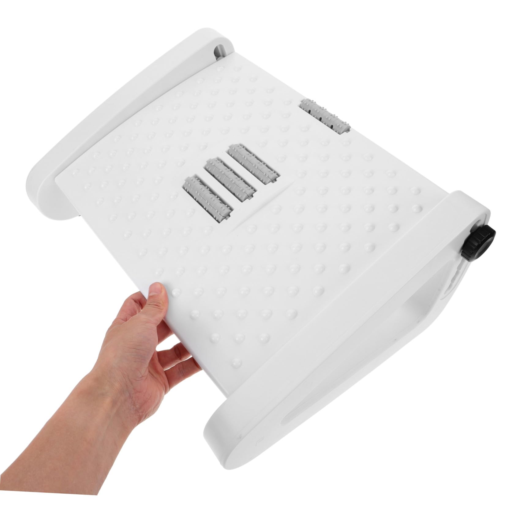 GALPADA Reposapiés Soporte Fuerte y Ergonómico para Oficina y Hogar de Plástico Blanco Rodillo de Masaje Ajustable para Personas Mayores y Adolescentes