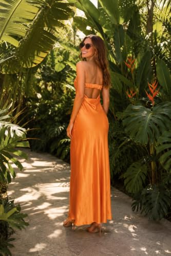 Image of Realtix Summer Satin Strapless Backless Maxi Dress for Women Wedding Guest