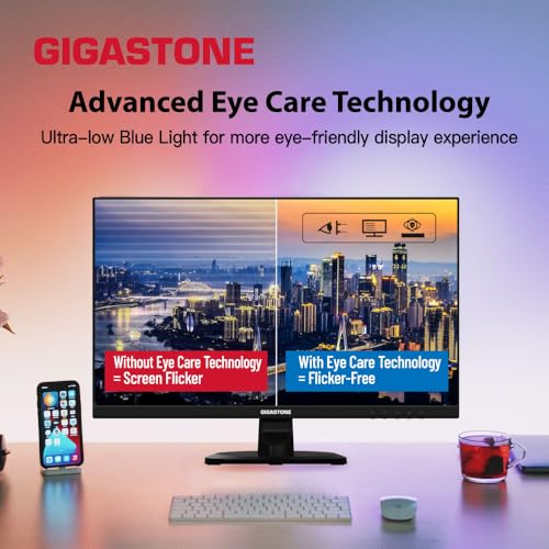 Image of Gigastone 27 inch IPS LED Back Light Monitor 100Hz FHD 1920 x 1080,178WideView,Frameless, Dual Monitor, MPRT 1ms, Built-in Speakers, Eye Care Technology, Ergonomic Tilt VESA Mount, HDMI VGA