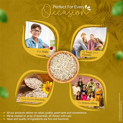 Image of GreenFinity Raw Sunflower Seeds | Rich in Protein, Fiber, Vitamins and Antioxidants | Nutritious Diet Food for Weight Management, Healthy Snacks, Cooking, Smoothies and Salads (250g)