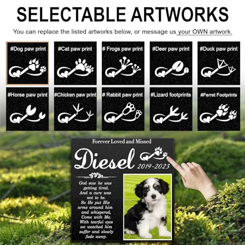 Image of ADFSTONE 8 inch Pet Memorial Stones Personalized Dog Remembrance Gifts, Customized Cat Picture Grieving Plaque, DIY Gravestone, Custom Sympathy Photo Gift, Animal Grave Markers, Little Tombstones