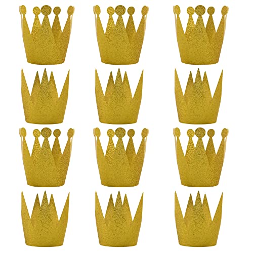 Hokpa Gold Crown Hats, 12Pcs Mini Birthday Hats Party Crown Hats Caps For Kids Birthday Wedding Anniversary Celebration Decoration #TOP27