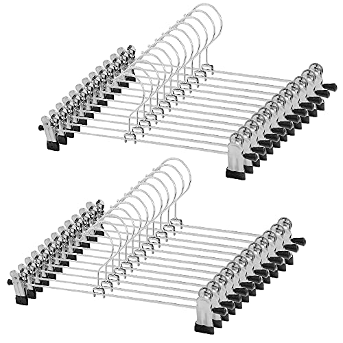 Skirt Hangers, 50Pack Pant Hangers with Clips Hangers for Pants Short Hangers Trouser Hangers with Metal Adustable Clips