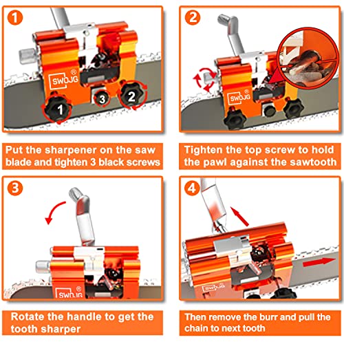 Chainsaw Sharpener Jig, Hand-Cranked Chainsaw Sharpening Kit With 5 Tungsten Carbide Burr And Carry Bag, Portable Chain Saw Sharpener Tools For 4-22 Inch Chainsaw And Electric Saw, Keep Chainsaw Sharp #TOP4