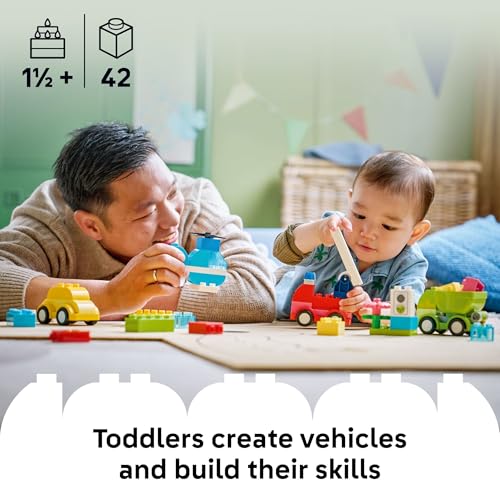 Image of LEGO DUPLO My First Creative Vehicles Building Toy for Toddlers - Building Blocks for Boys & Girls, Ages 1.5+ - Preschool Learning Toy & Pretend Play Set - Gift Idea for Birthdays - 10474