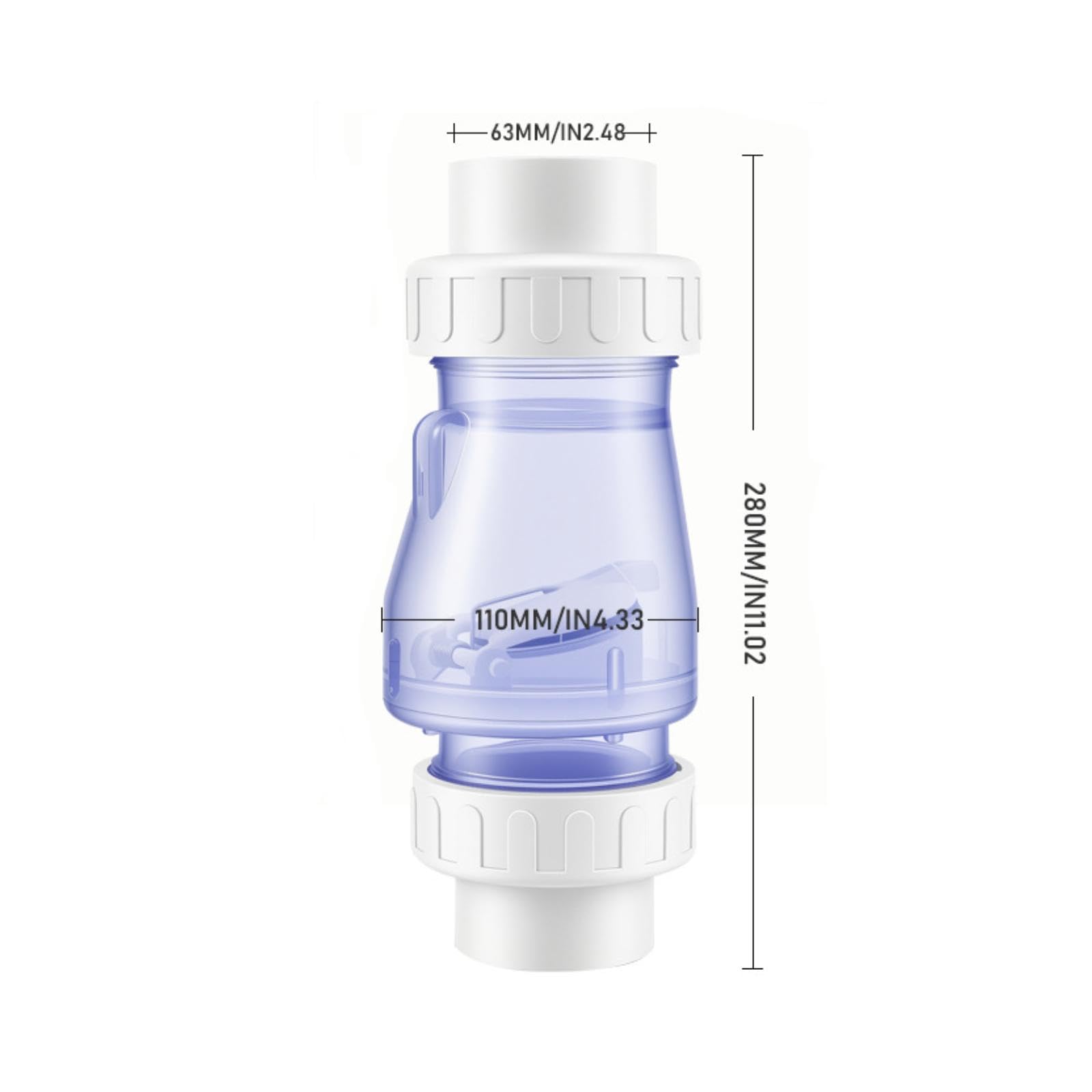 Válvula Antirretorno para Mangueras de Piscina, Conector Robusto Y de Alto Rendimiento, Accesorios Versátiles, Repuestos, PVC, Transparente, 2 Inch