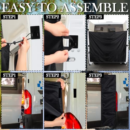 Image of Fanfanwin 7x6 ft Black Large Van Curtains Car Rear Door Shower Privacy Curtains with 2 Side Privacy Panels and Magnetic Hooks Adjustable Outdoor Shower Double Layer Changing Car Truck Travelling