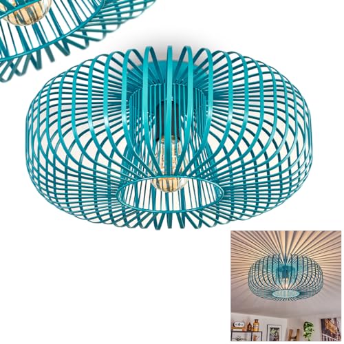 Plafoniera Wemude di HOFSTEIN, lampada da soffitto vintage moderna in metallo - a griglia 1 luce retrò per camera letto, soggiorno, dei bambini, corridoio attacco E27 diametro 40 cm petrolio