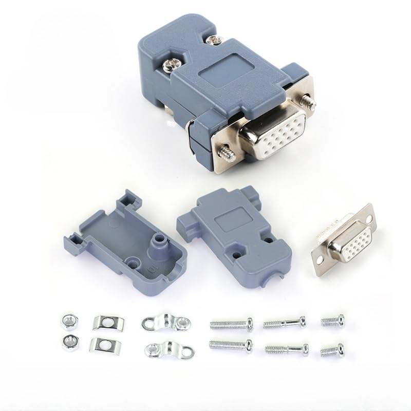 10PCS DB9 Adapter Connector Core RS232 Serial COM Plug Connectors Ho/*le/pin DB15 Female Male Port Socket D Sub DP9 Plastic Case(DB15 Male Golden8)