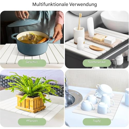 Alfombrilla de secado de cocina elegante: esterilla de tierra absorbente con base premium 5