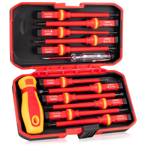 Devvicoo 13PCS 1000V Insulated Screwdriver Set, S2 Steel, Magnetic Tips, PP + TPR Grip, GPSR...