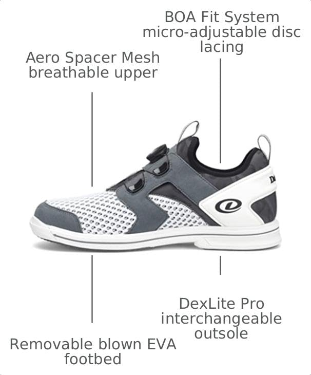 Image of Dexter Men's Pro BOA Right Handed Bowling Shoes - Available in Medium and Wide Width - Interchangeable Slide Sole - for Right Handed Bowlers Only