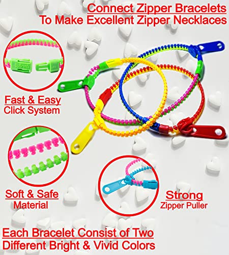 Upbrands Zipper Bracelets 6.5 Inches Sensory Toys Bulk Set, Multicolored, Kit For Birthday, Party Favors For Kids, Goodie Bags, Easter Egg & Pinata Fillers, Students Incentives (48 Pack) #TOP2