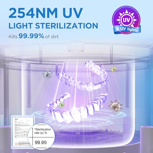 Image of Dental Ultrasonic Retainer Cleaner Machine: 45kHz Dental Cleaning Pod with Digital Timer & 200ML, Cleaning for Dentures, Mouth Guards, Aligners, Night Guards, Braces, Toothbrush Heads & Jewelry, Green
