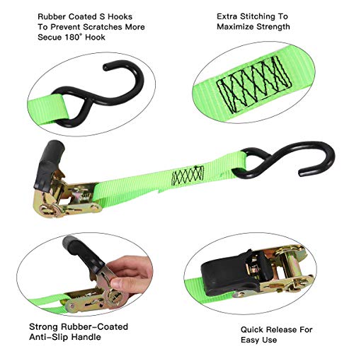 Xstrap Standard Ratchet Tie Down Straps 4 Pk 15Ft- 500 Lbs Load Cap- 1500 Lb Break Strength-Cargo Straps For Moving Appliances, Lawn Equipment, Motorcycle #TOP5