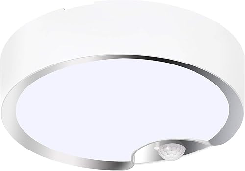 TOOWELL Lámpara de techo con sensor de movimiento, funciona con pilas, para interiores y exteriores, luces de techo LED para armario, pasillo,
