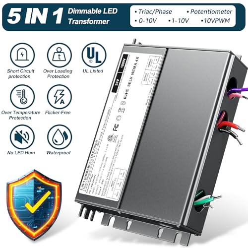 Dimmable LED Driver 24V 100W, 5-1 LED Transformer Compatible with Lutron and Leviton Dimmer Switch,Smooth Flicker Free Dimming, ETL& Class 2& FCC Certified, Triac/0-10V/RX/1-10V Dimmable Power Supply — view 3