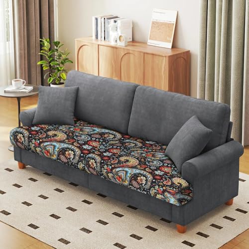 Image of YISUN Sofa Couch Cushion Covers, Stretch Printed Couch Seat Slipcover, Soft Couch Cover for Dogs, Washable Non-Slip Furniture Protector for Sectional Armchair Loveseat (Flower, 2 piece)