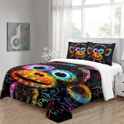 Housse de couette singe pour chambre garçon et adulte, parure de lit zippée 220x240