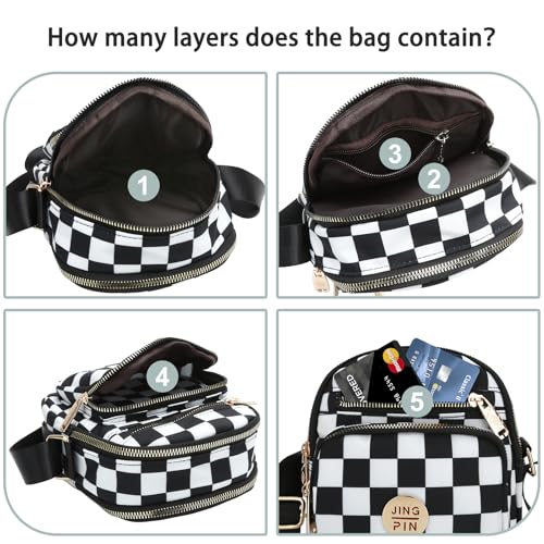 DOB SECHS Checkered Crossbody Bag Multi-pockets Small Messenger Bags for Women Cross Body Shoulder Bag Purse with Front Pocket3