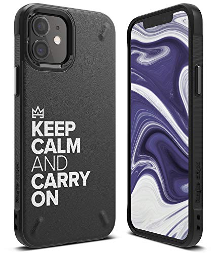 Image of Ringke Onyx Design for iPhone 12 mini Case Back Cover, [Extreme Tough] Rugged Protection Durable Anti-Slip TPU Impact Shock Absorbent for iPhone 12 mini Back Cover Case - Keep Calm and Carry On