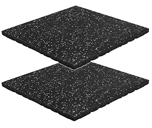 KaRaDaStyle ゴムマット ジムマット 25mm 衝撃吸収 防音 防振 ホームジム 筋トレ マット ダンベルマット トレーニングマット ジム フロアマット 床 ラバーマット ゴムチップ gym mat 50角 (2枚セット/ホワイト)