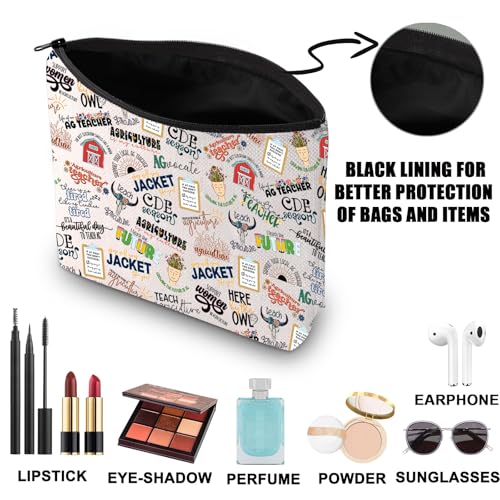 JNIAP Agriculture Teacher Makeup Bag - Multifunctional Cosmetic Bag - Water-Resistant Fabric - Multicolor - Letter Print - Zipper Closure - Fit Style - Unisex-Adult - Makeup & Toiletry Use3