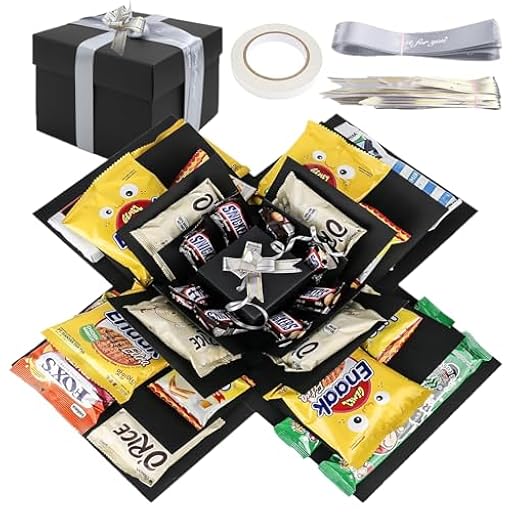 Caja de explosión de 5 capas DIY | Caja sorpresa y caja sorpresa con cinta adhesiva + cinta | Caja de regalo multiusos para cumpleaños, Navidad, San Valentín, boda y aniversario (Negro) | Ya disponible en tu tienda friki favorita! En mundofriki.es!
