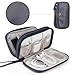 Leather Travel Electronic Organizer - Double Layer, Waterproof Case for Cables, Chargers, Phones & More - Portable, Shockproof Pouch for All Your Electronics Accessories (Dark Blue, M)