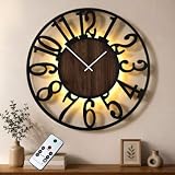 Maxstar Large Wall Clock 76cm, Vintage Skeleton Silent Metal Wall Clock