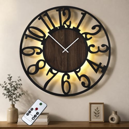 Image of Maxstar Large Wall Clock 76cm, Vintage Skeleton Silent Metal Wall Clock