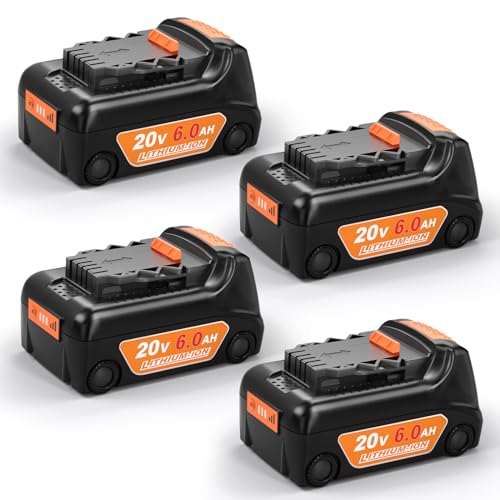 SUnMilY 20V 6.0Ah Battery Replacement for Dewalt 20V Max Battery,Compatible with Dewalt Chargers and DCD/DCF/DCG/DCS Series Cordless Power Tools (4-Pack)