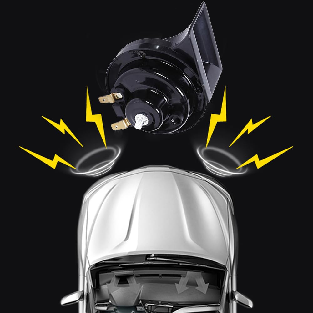 Lot De 2 Klaxons Voiture 12V Universels Étanchés - Klaxon Escargot Puissant Pour Auto Et Moto Noir