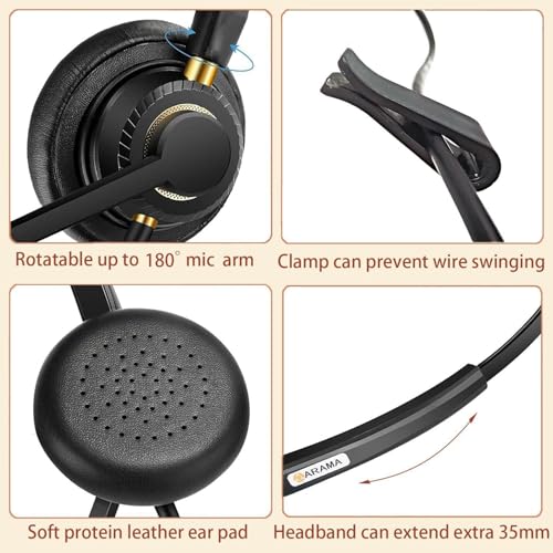 Arama Casque USB avec microphone pour PC, casque d'ordinateur avec microphone, suppression du bruit, contrôle du volume réglable, léger, pour ordinateur portable, professionnel, Skype, UC, Webinar – vue 4